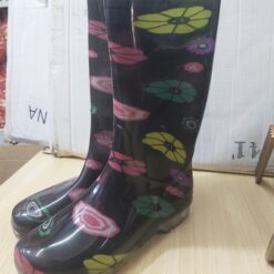 Floral gumboots.