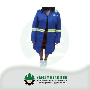 Royal blue dust coat with reflectors