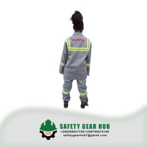 Grey reflective work wear -Khaki material