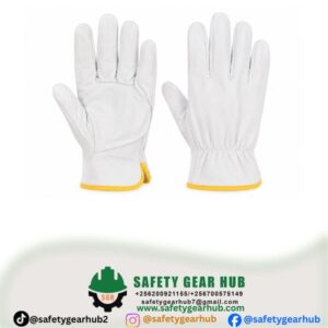 White Leather Safety Gloves